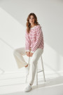 Вискозный молочно-розовый  трикотажный костюм брюки палаццо с джемпером в горизонтальную полоску итальянского бренда No-Na