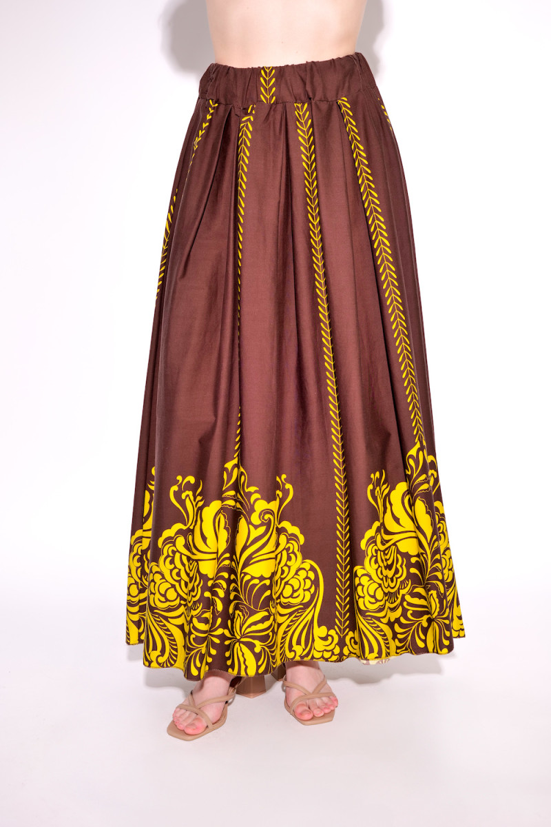 Коричневый летний хлопковый костюм юбка с рубашкой итальянского бренда No-Na