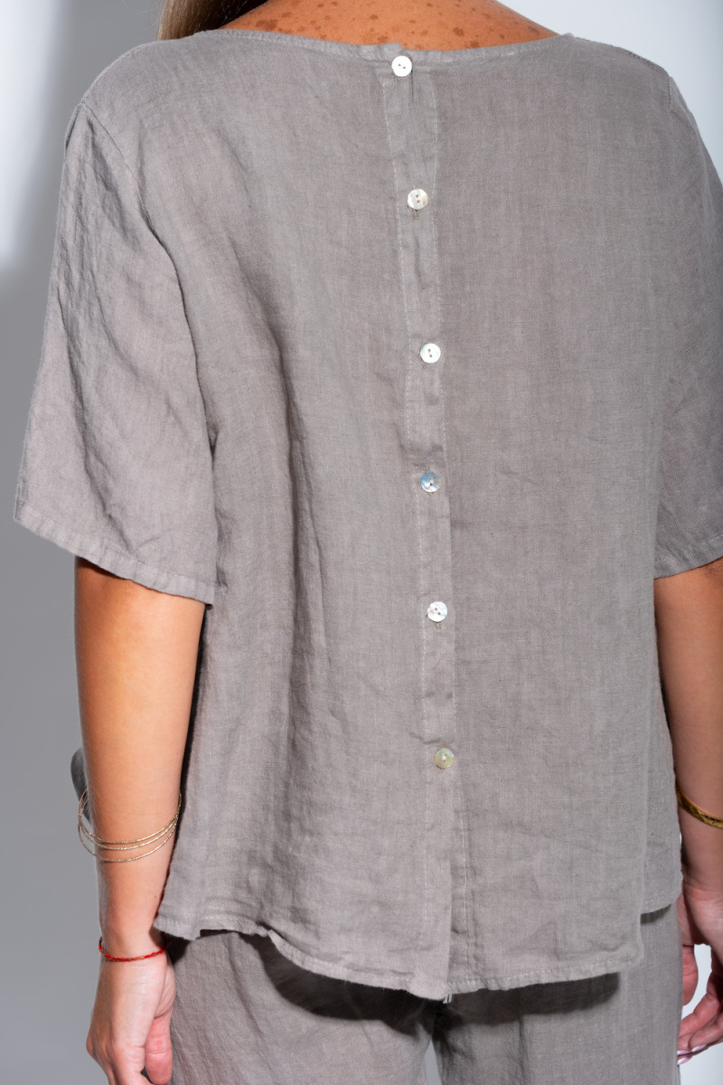 Льняной костюм цвіт моко: брюки с рубашкой итальянского бренда Motel