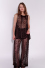Коричневый прозрачный кружевной костюм брюки с топом итальянского бренда Motel