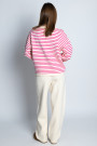 Вискозный молочно-розовый  трикотажный костюм брюки палаццо с джемпером в горизонтальную полоску итальянского бренда No-Na
