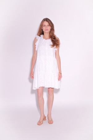 Белое батистовое платье миди из хлопка Белое батистовое платье миди из хлопка