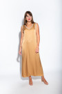 Длинное вискозное платье золотого цвета с разрезом итальянского бренда No-Na