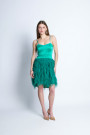 Короткое платье на тонких бретелях изумрудного цвета итальянского бренда Rinascimento