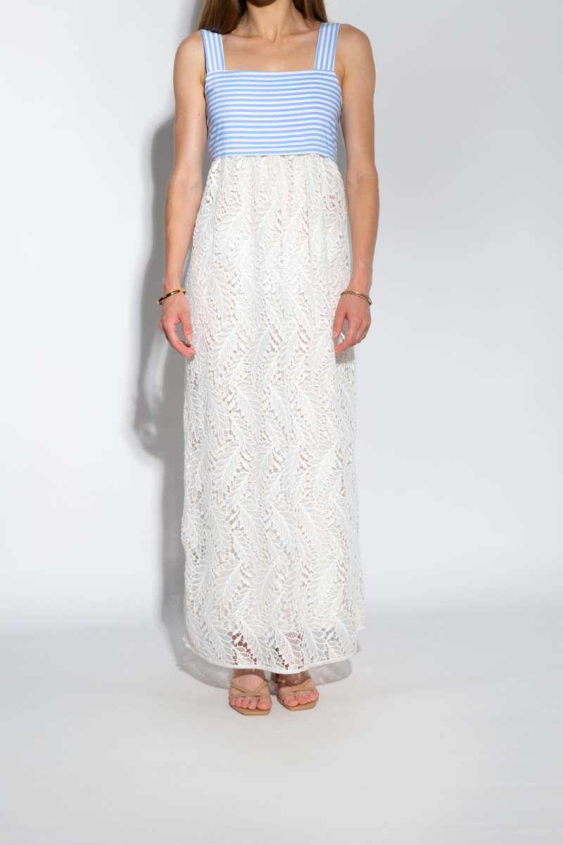 Белое платье макси в горизонтальную полоску итальянского бренда Imperial