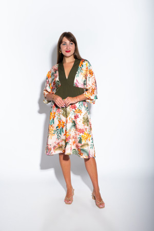 Платье с цветочным принтом и рукавами 3/4 итальянского бренда Imperial Платье с цветочным принтом и рукавами 3/4 итальянского бренда Imperial