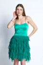 Короткое платье на тонких бретелях изумрудного цвета итальянского бренда Rinascimento