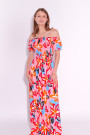 Длинное легкое розовое хлопковое платье  яркими цветами итальянского бренда No-Na