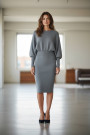 Серое трикотажное платье миди итальянского бренда Joleen