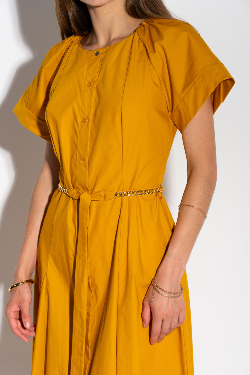 Хлопковое платье длины миди  шафранового цвета итальянского бренда Dixie