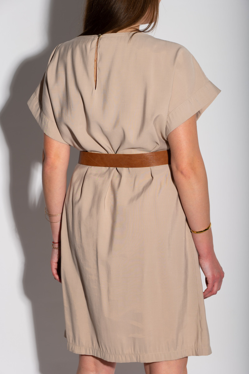 Летнее бежевое платье длины миди итальянского бренда Rinascimento