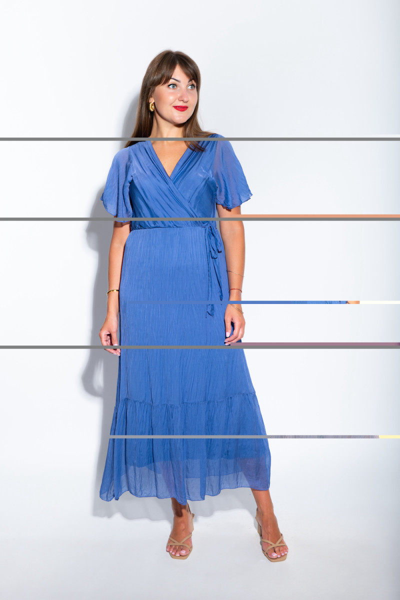 Летнее шёлковое платье яркого синего цвета макси длины, итальянского бренда Joleen
