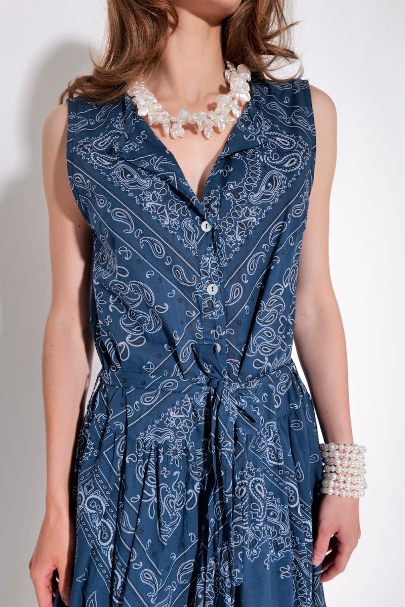 Синее платье миди из хлопка без рукавов итальянского бренда Dixie