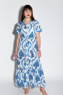 Белое платье с голубым узором длины макси итальянского бренда Motel
