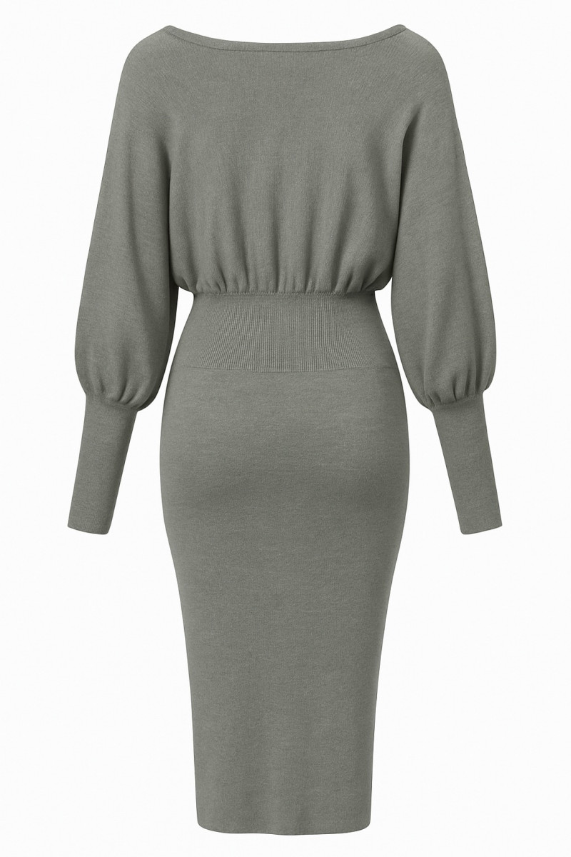 Серое трикотажное платье миди итальянского бренда Joleen