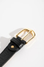 Чёрный кожаный пояс з золотой пряжкой итальянского бренда Dixie