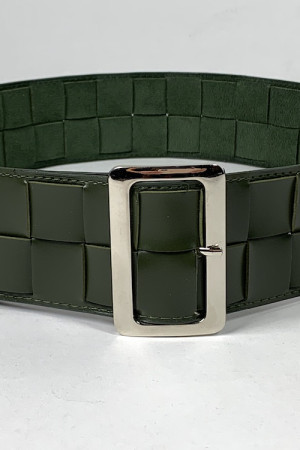 Широкий зеленый кожаный пояс итальянского бренда Joleen