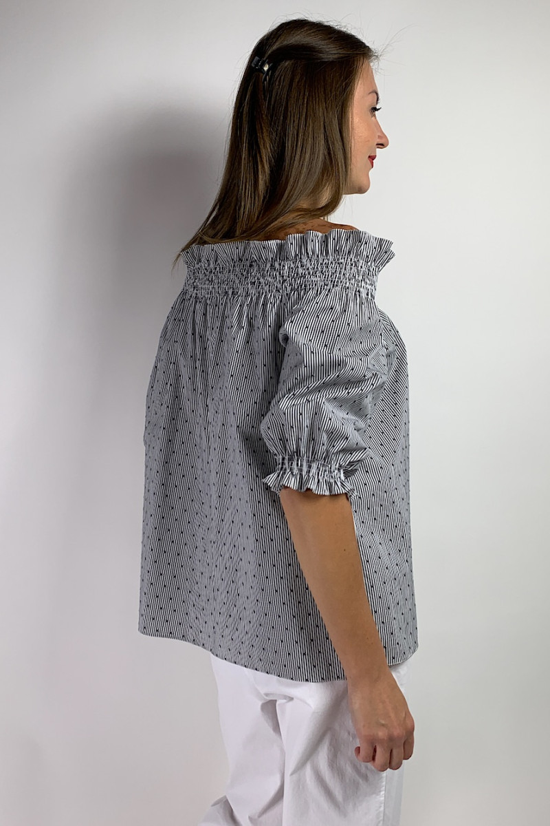 Хлопковая рубашка в горизонтальную полоску и рукавами 3/4 итальянского бренда Imperial