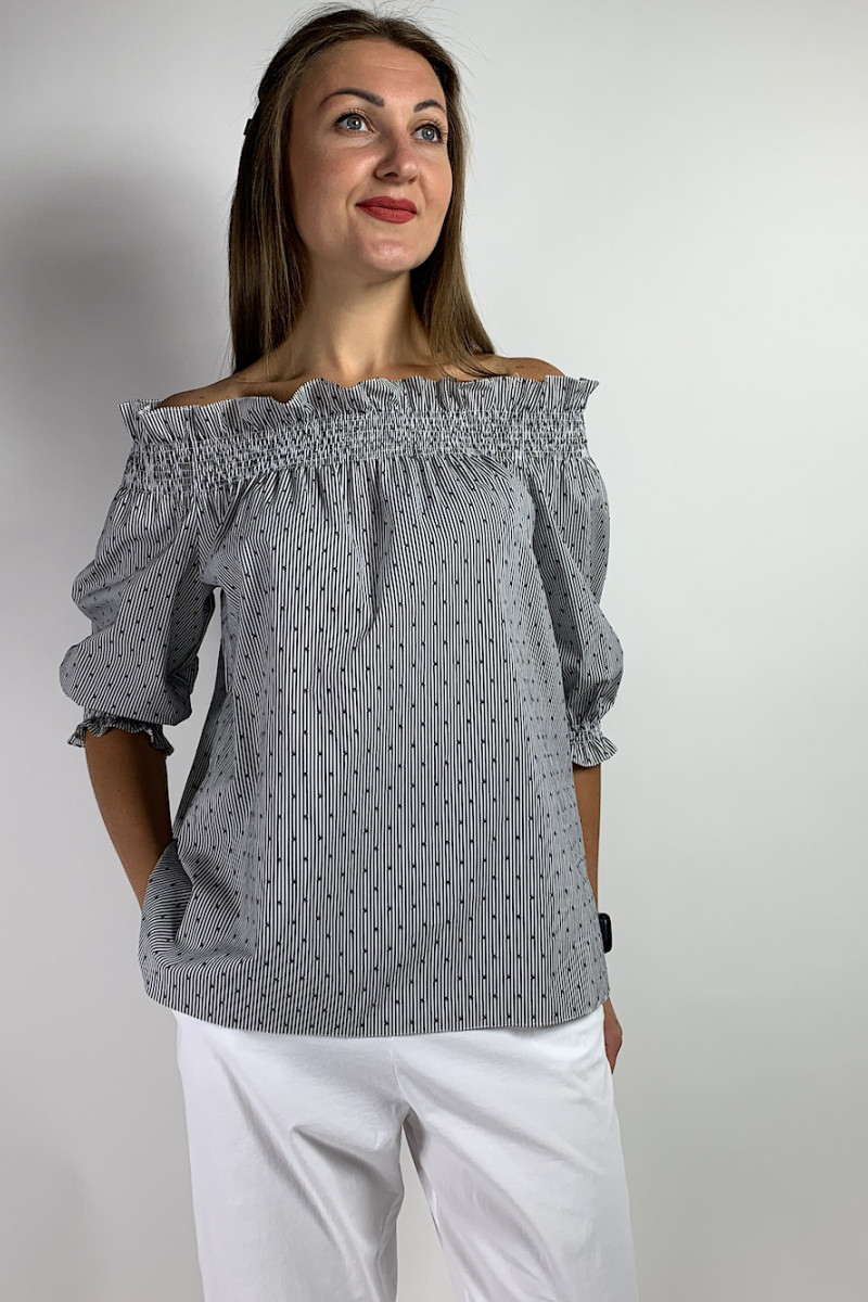 Хлопковая рубашка в горизонтальную полоску и рукавами 3/4 итальянского бренда Imperial