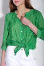 Тонкая яркая зелёная рубашка с шёлка ивискозы итальянского бренда No-Na