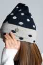 Чёрная шапка в горох с кашемиром итальянского бренда Rinascimento