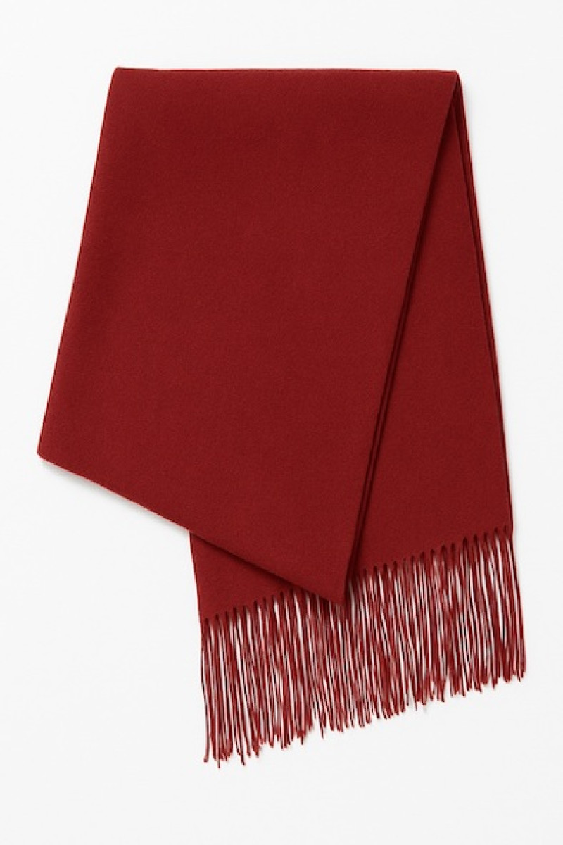 Бордовый шарф с шерстью молочного цвета итальянского бренда No-Na
