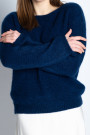Синий теплый свитер с круглым вырезом итальянского бренда No-Na