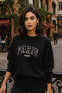 Чёрный свитшот на флисе с надписью Париж итальянского бренда Dixie