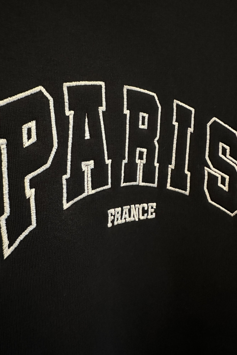Чёрный свитшот на флисе с надписью Париж итальянского бренда Dixie