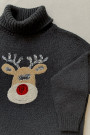 Чёрный свитер с высокой горловиной с оленем итальянского бренда No-Na