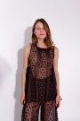 Коричневый кружевной топ без рукавов