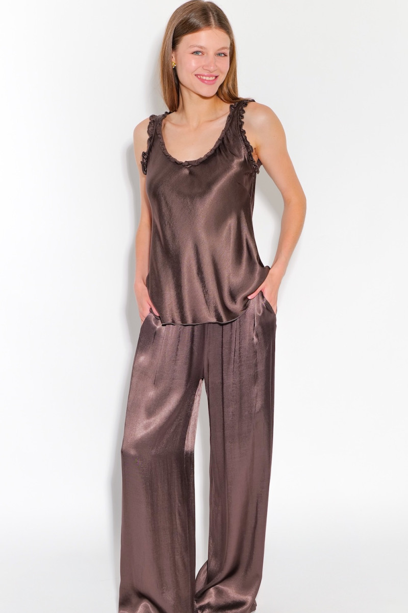 Коричневый топ из вискозы итальянского бренда No-Na