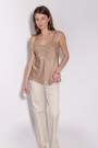 Шелковистый топ на бретелях бежевого цвета итальянского бренда No-Na