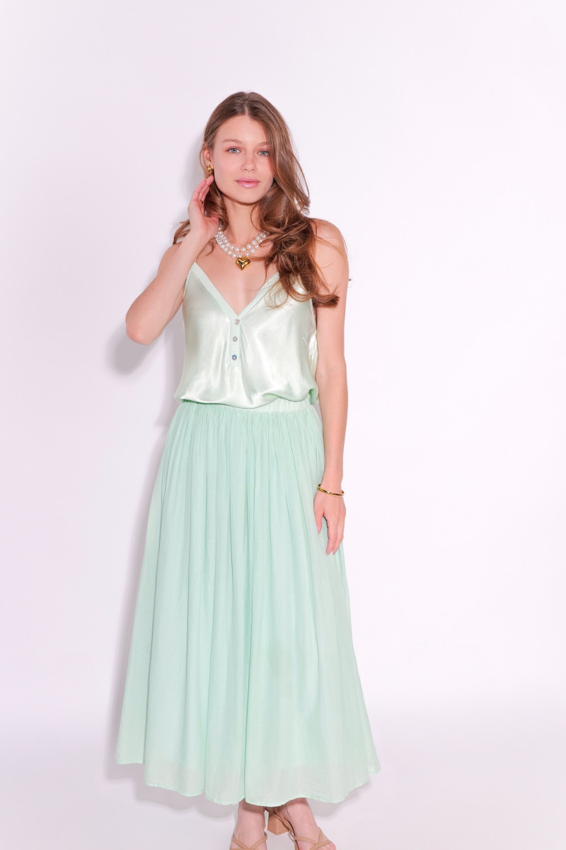 Мятный топ из вискозы на тонких бретелях итальянского бренда Dixie