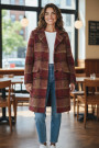 Пальто в клетку с шерстью бордового цвета итальянского бренда Imperial
