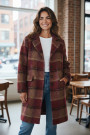 Пальто в клетку с шерстью бордового цвета итальянского бренда Imperial