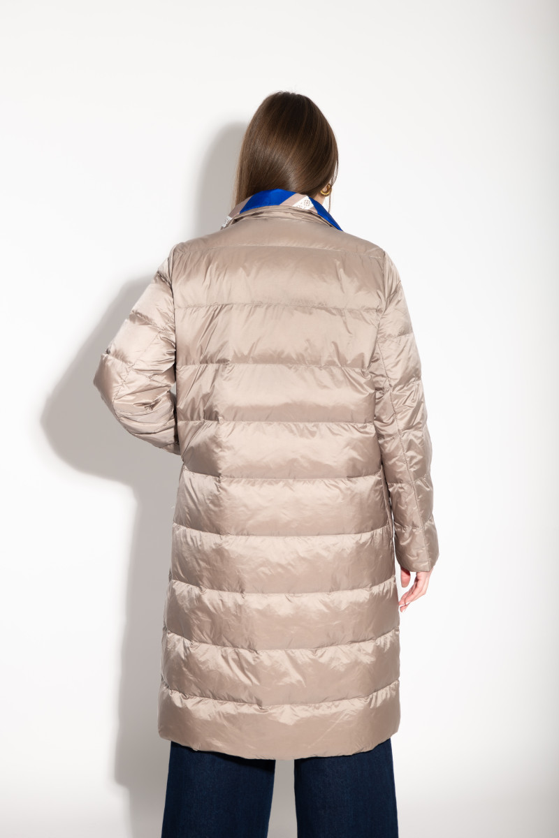 Чёрное перьевое двухстороннее пальто с накладными карманами итальянского бренда Dixie