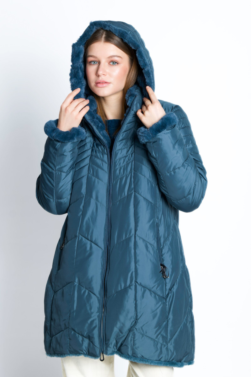 Двусторонняя шуба с эко меха итальянского бренда Joleen