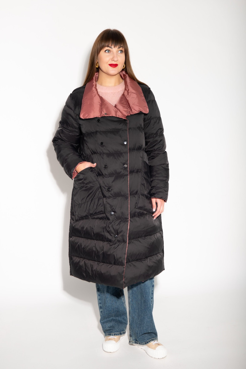 Тёплое перьевое двухстороннее пальто с накладными карманами итальянского бренда Dixie