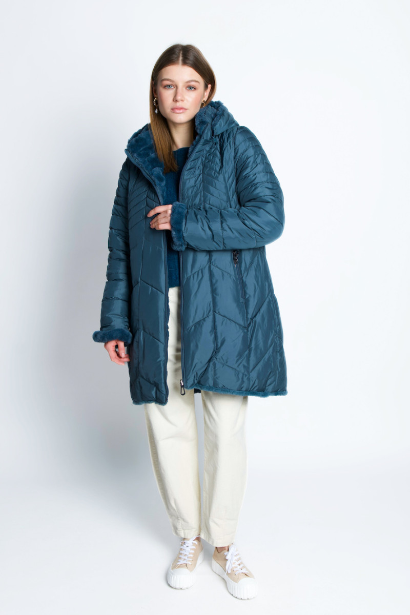 Двусторонняя шуба с эко меха итальянского бренда Joleen