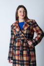 Теплое пальто в клеточку с карманами итальянского бренда Rinascimento