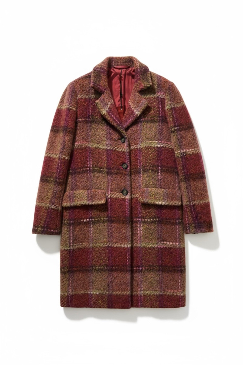 Пальто в клетку с шерстью бордового цвета итальянского бренда Imperial