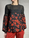 Чорна блуза з квітковим принтом Rinascimento