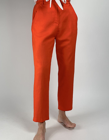 Льняные брюки оранжевый, итальянский бренд Dixie