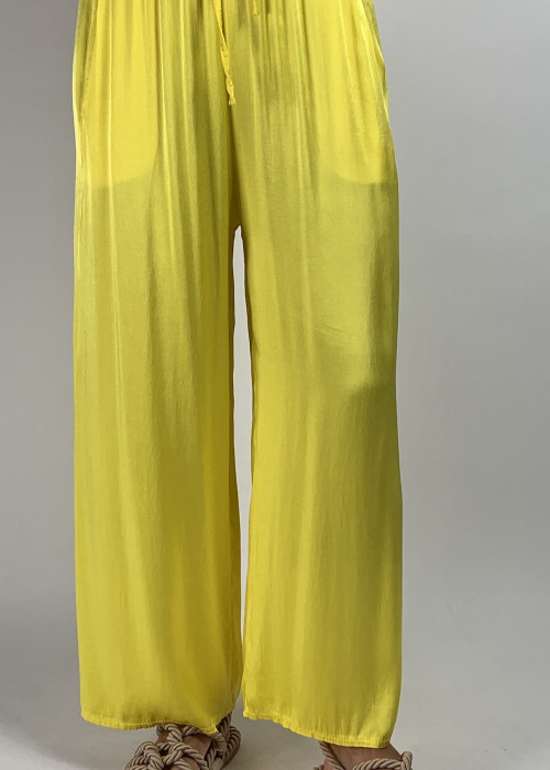 Жёлтые тонкие серые вискозные брюки итальянского бренда Dixie