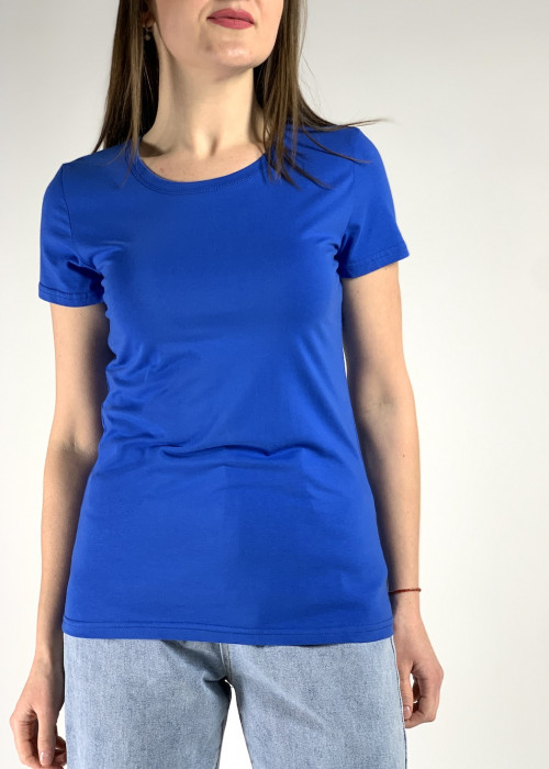 Синяя хлопковая базовая футболка итальянского бренда  J-Clair