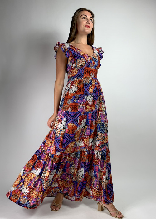 Яркое летнее вискозное длинное платье итальянского бренда  Dixie