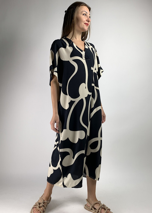 Чорна літня віскозна сукня з абстрактним малюнком максі італійського бренду No-Na