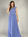 Літня довга бавовняна сукня блакитного кольору з ніжним квітковим принтом No-Na
