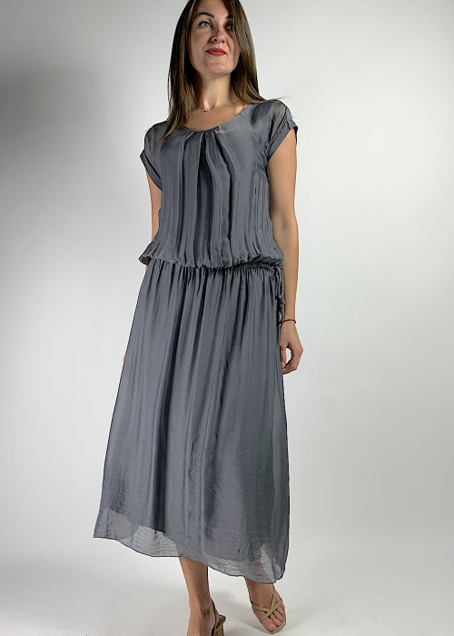 Легкое шёлковое летнее платье графитового цвета в греческом стиле итальянского бренда  Joleen